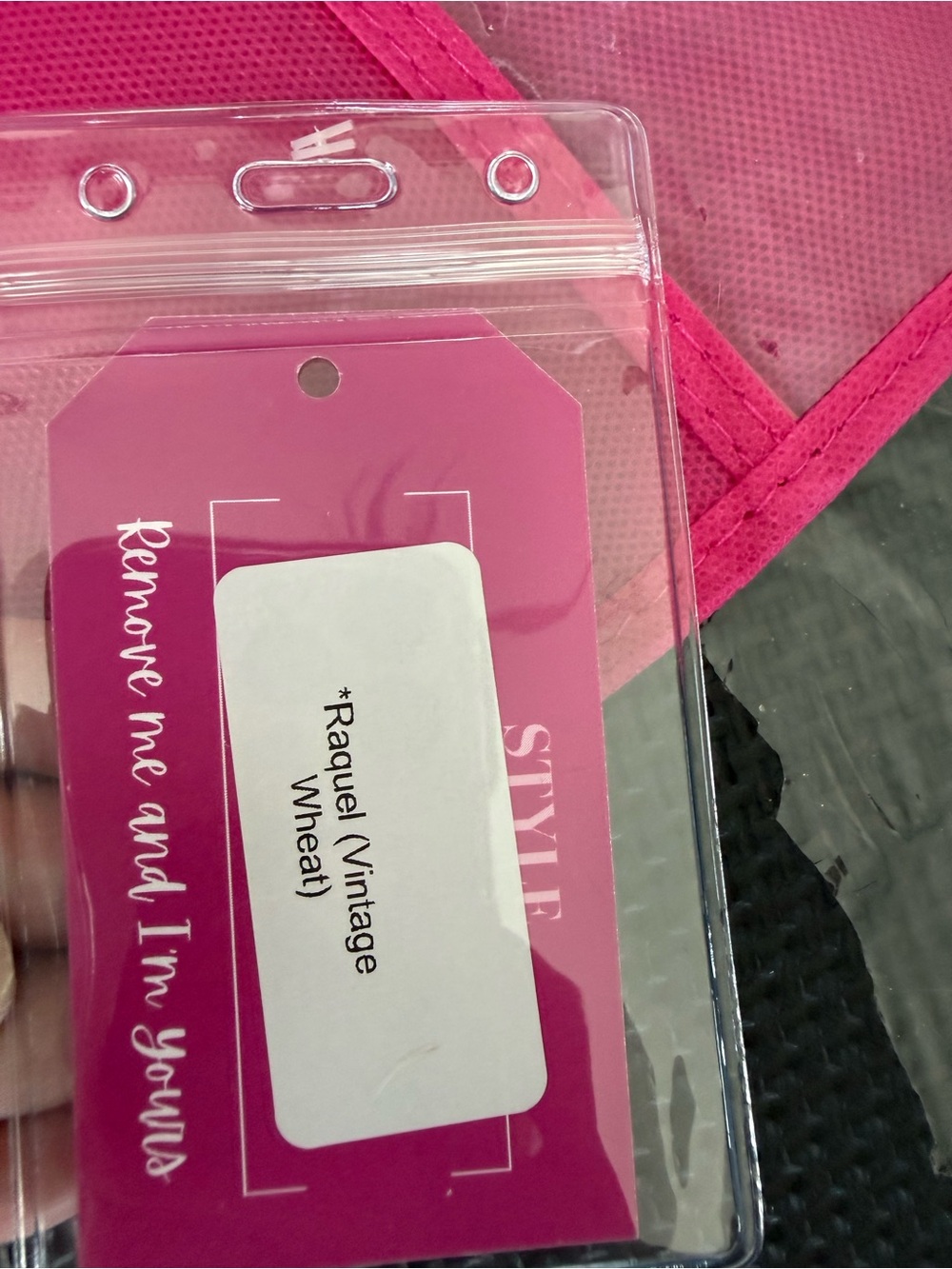 Raquel Vintage Wheat Pink Badge Holder